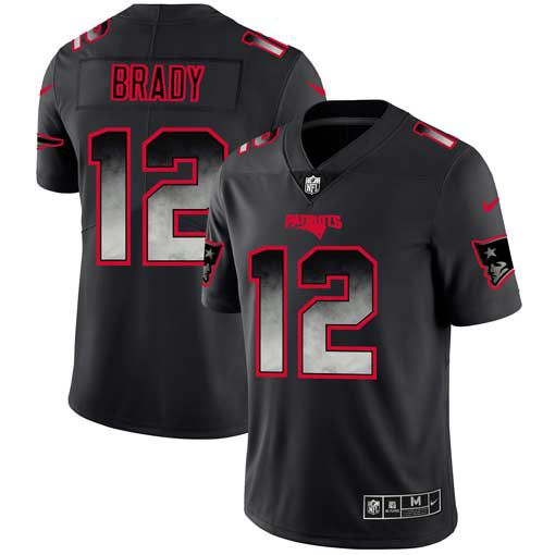 Men New England Patriots #12 Brady Nike Teams Black Smoke Fashion Limited NFL Jerseys